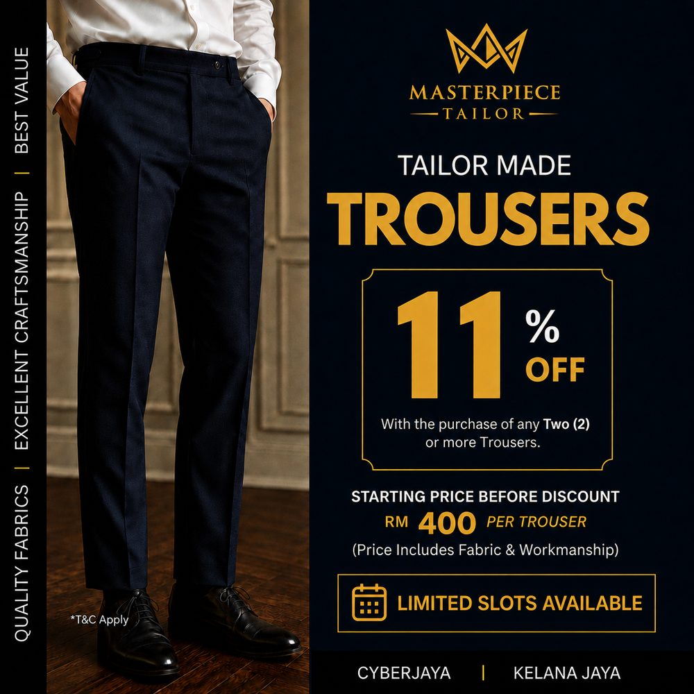 Tailor-made trousers 11% off with two or more
