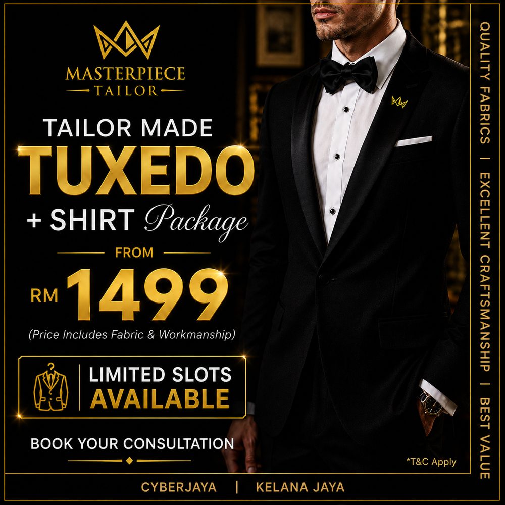 Tailor-made tuxedo and shirt package from RM1499