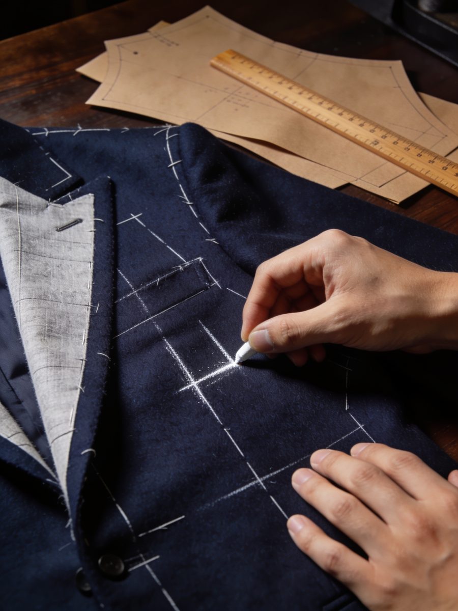 Chalking a pattern onto cloth